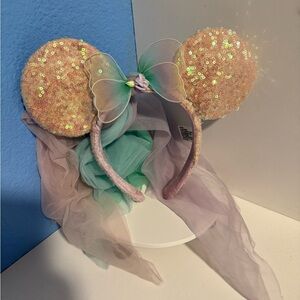 Vintage Disney Sequin Minnie Mouse Ears Headband - Pink and Green